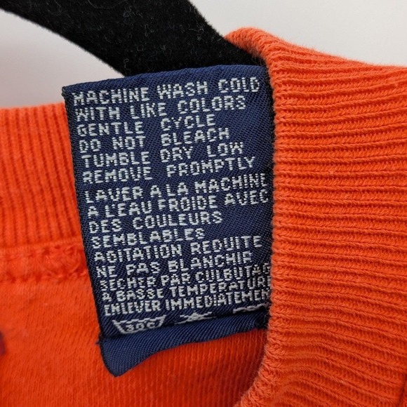 Vintage 90s GAP XL Orange Crew Neck Pullover Cotton Blend Sweatshirt Flawed - Picture 11 of 11